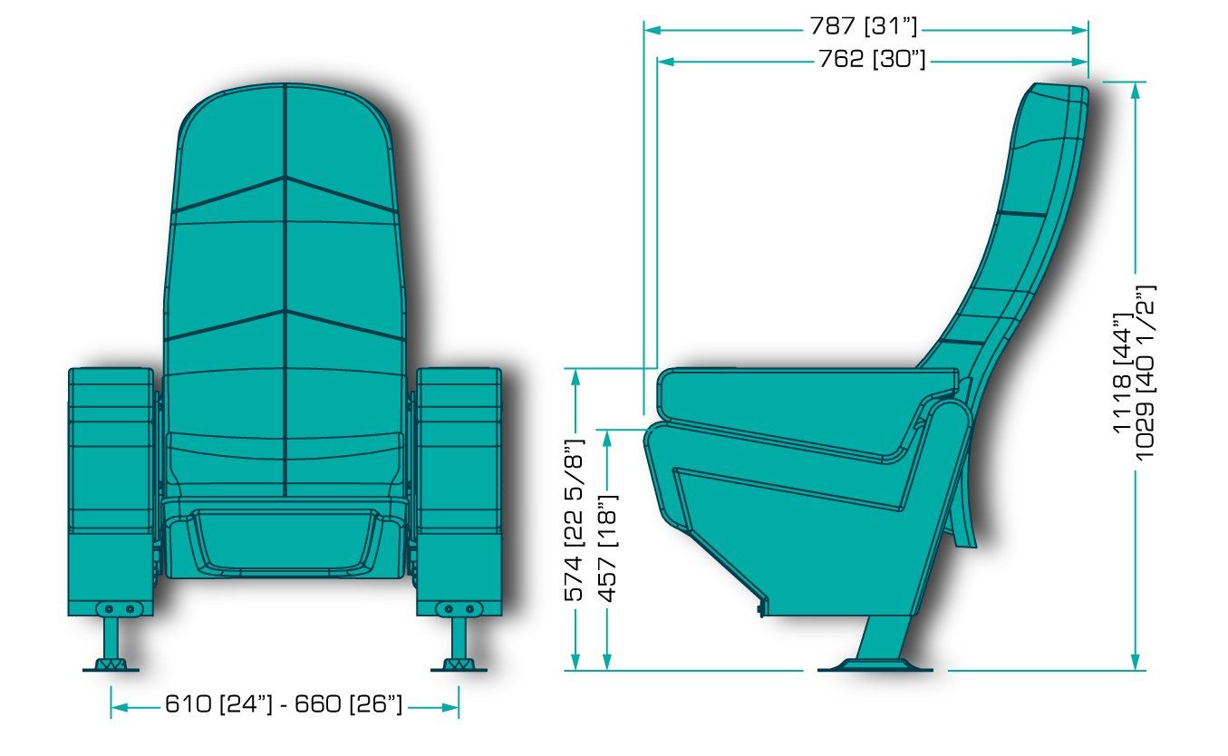 Angela Plus Garrison VIP Terra Plus Theater Chair Dimensional Drawing