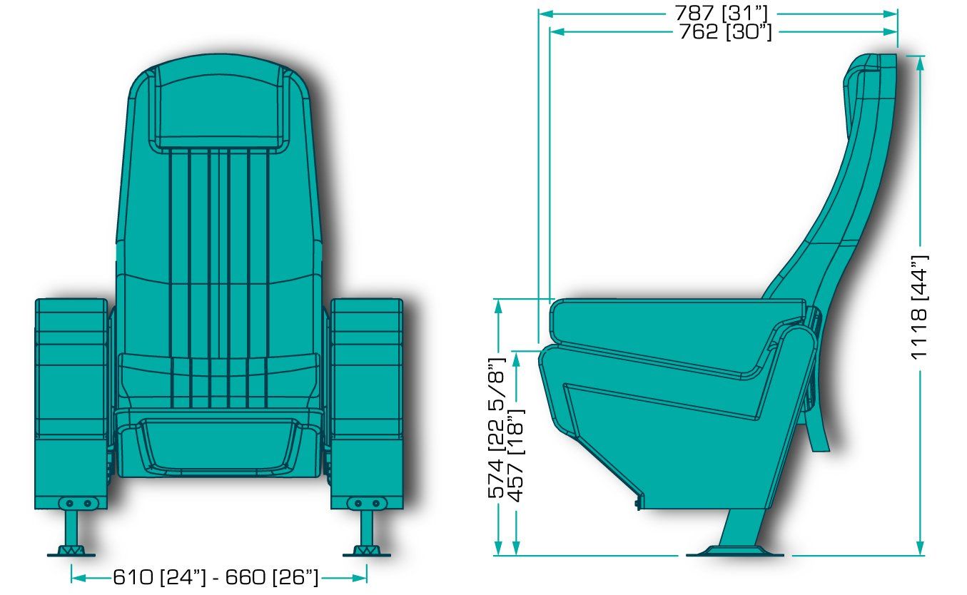 Capri Plus VIP Modena Cecil Commercial Theater Seat Dimensional Drawing