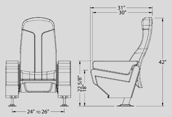 Forza Plus VIP Theater Seat Finesse Sonic Commercial Movie Theater Chair Dimensional Drawing