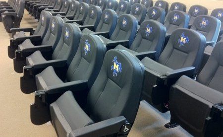 Alessandria Convention Theater Chair with Tablet Arms and Embroidered Logo