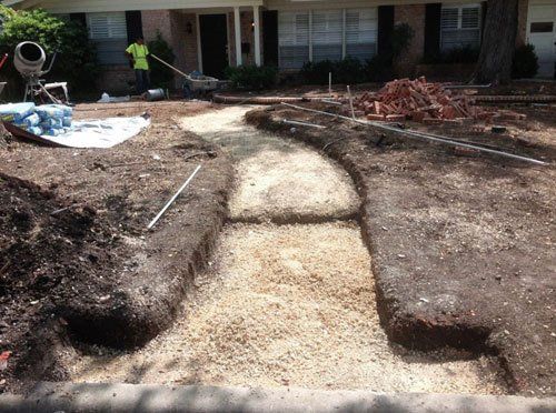 Dirt walkway under construction