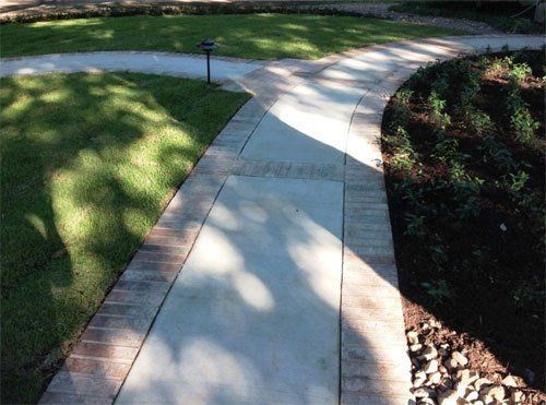 Sidewalk with brick border