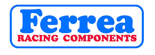 Logo for Ferrea Racing Components in blue and red within a blue-bordered white rectangle.