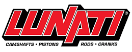 Lunati logo: red text on a black background. 