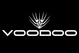 Voodoo logo with a white tribal skull icon above the word 