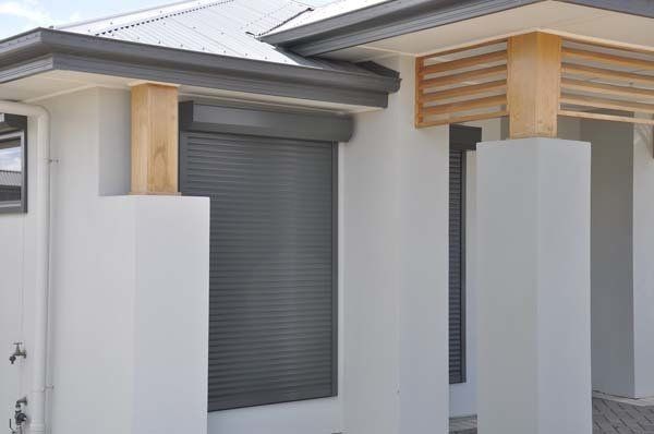 grey roller shutters