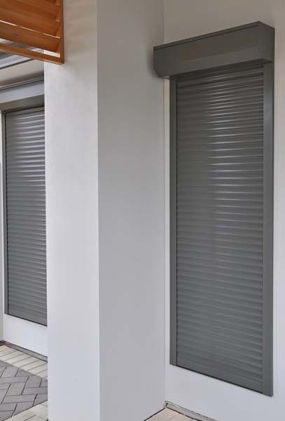 grey roller shutters