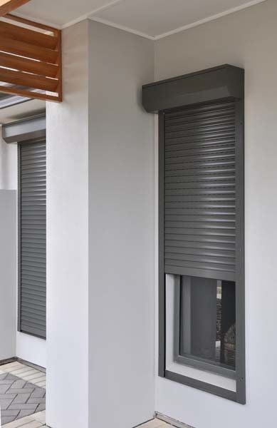 grey roller shutters