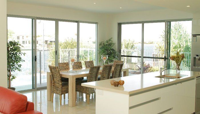 kitchen with large windows