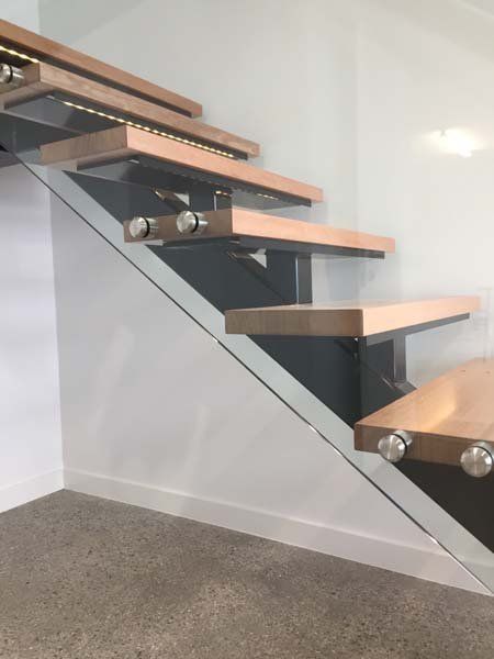 exposed wooden stairway