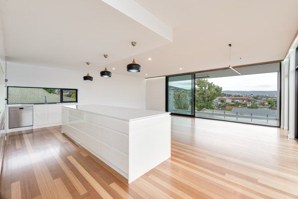 living area with new wooden floors