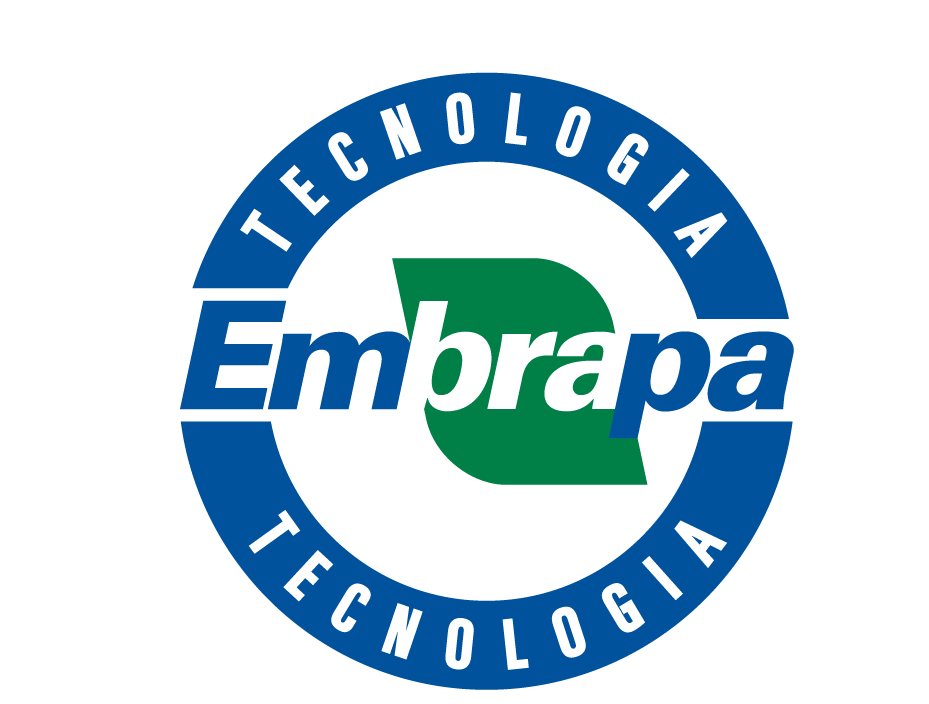 A blue and white logo for embrapa tecnologia