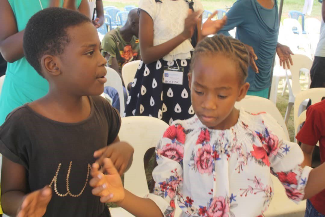 children at a service
