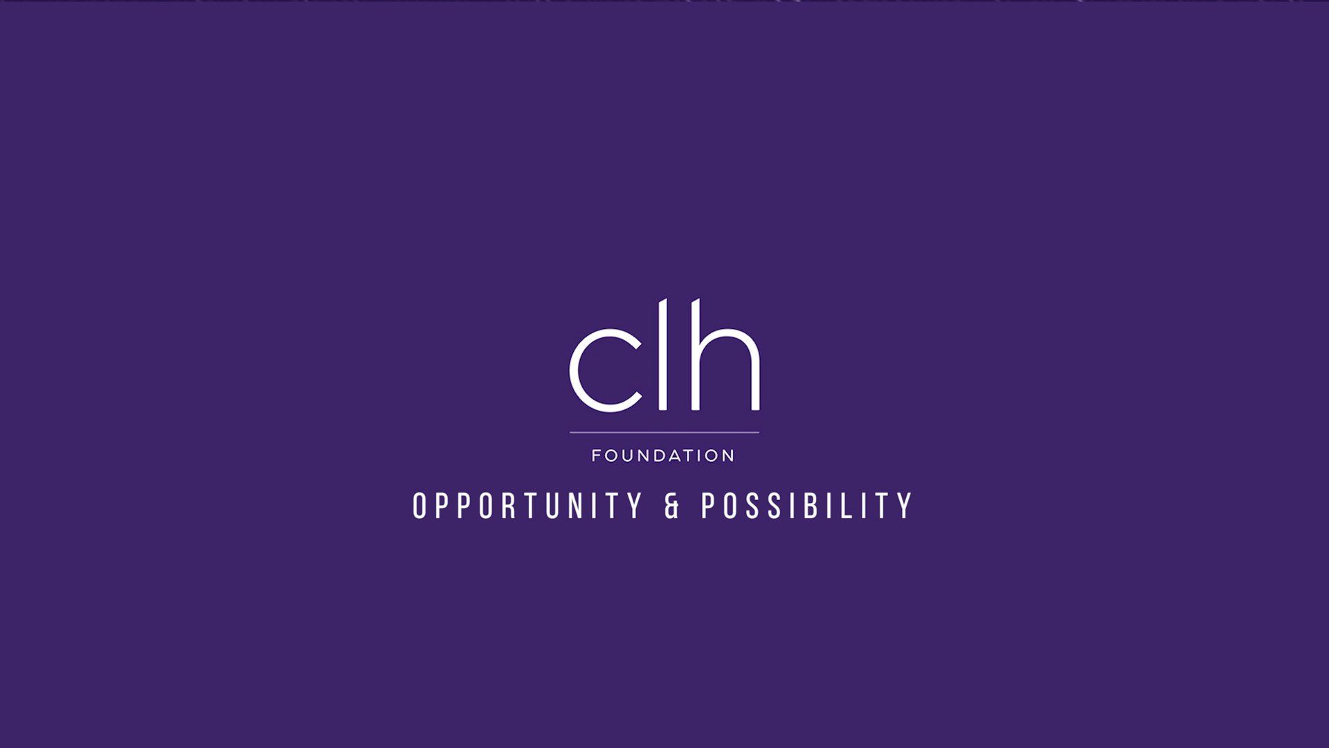 Logo for CLH Foundation in white text, with the words
