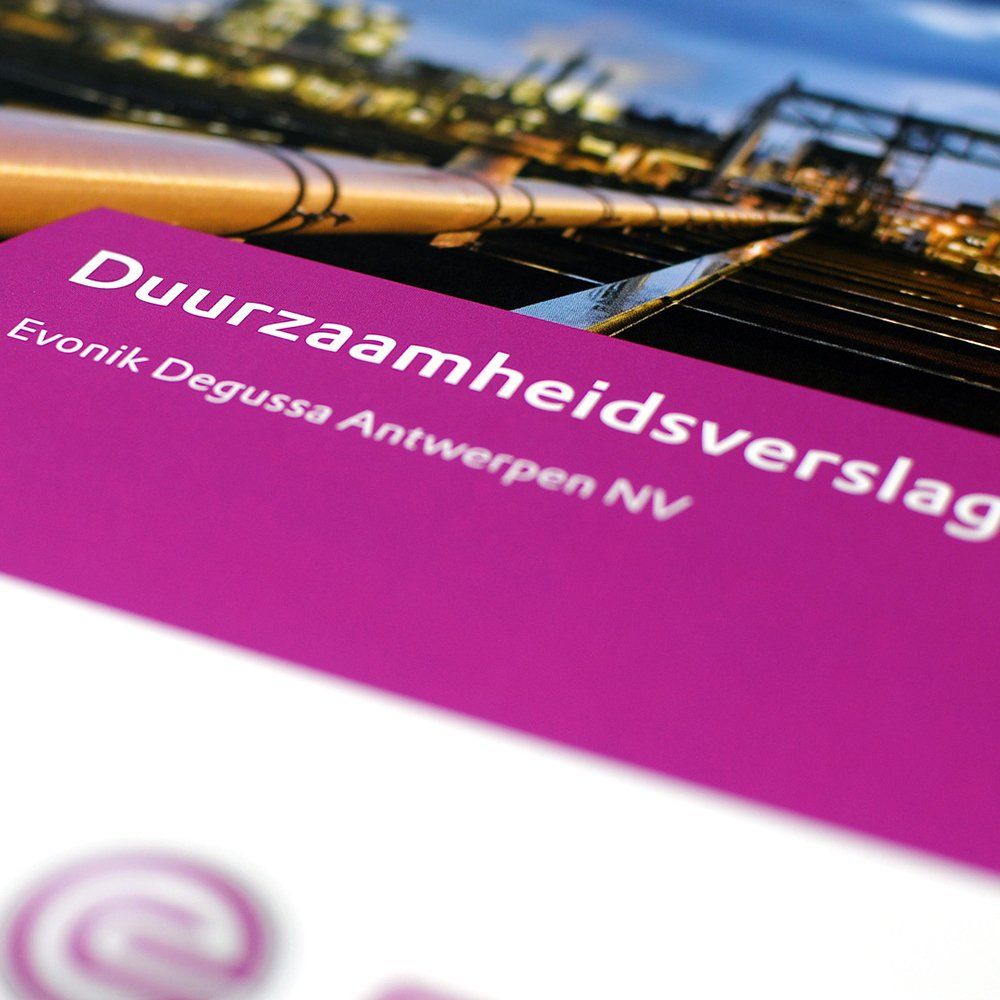 Grafische vormgeving Duurzaamheidsverslag Evonik Antwerpen