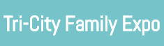 the tri-city family expo logo is on a blue background .