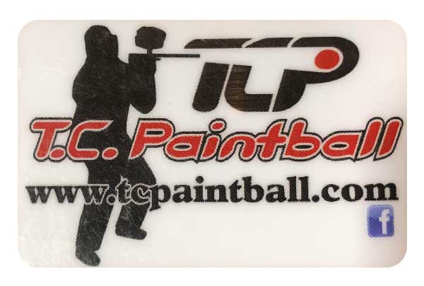 A logo for t.c. paintball with a facebook logo