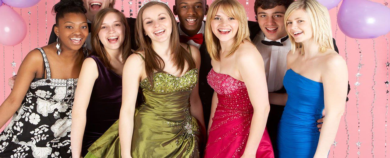 Girls in prom dresses
