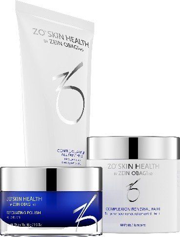 A bottle of zo skin health lotion and a bottle of zo skin health cream.