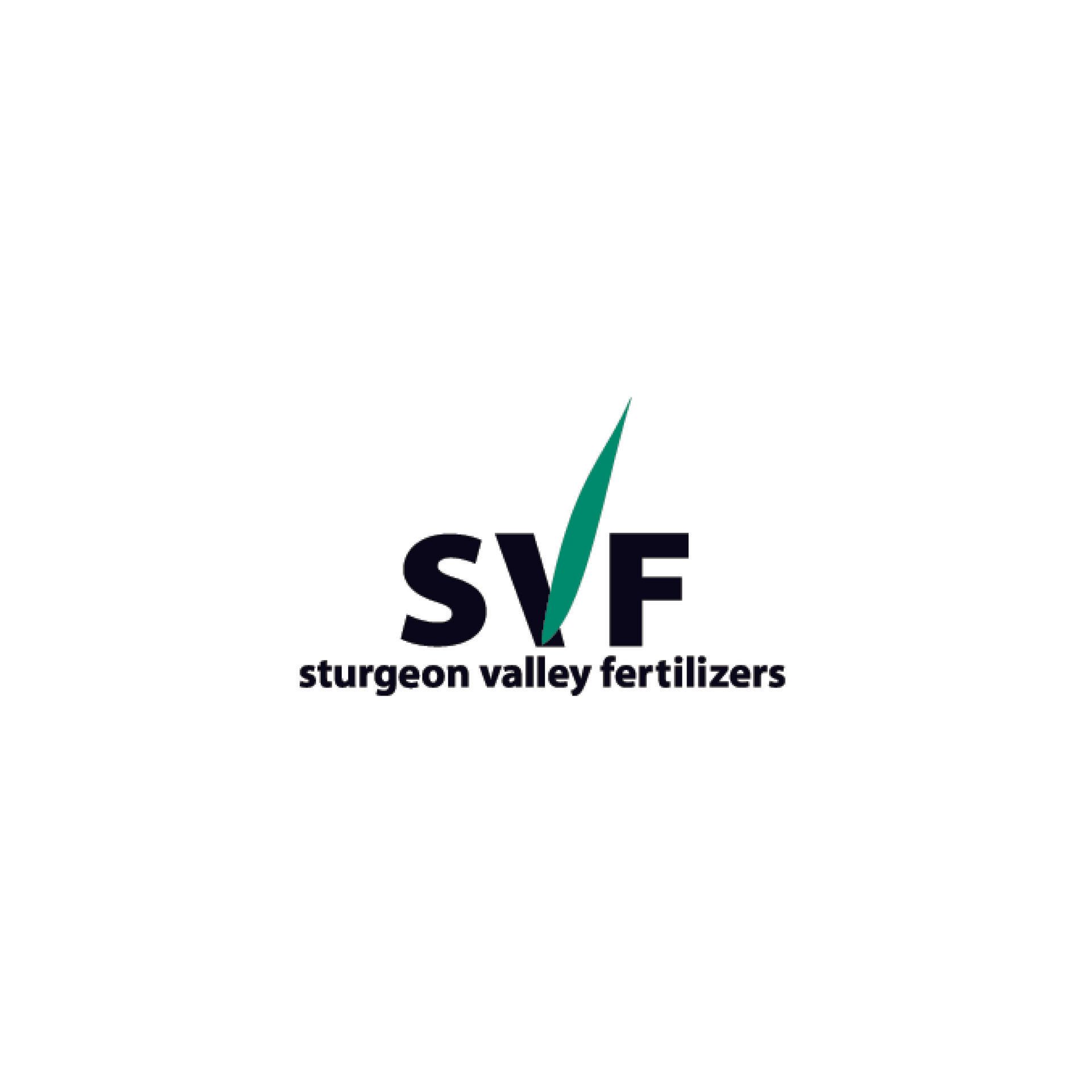 The logo for Sturgeon Valley Fertilizers features the black letters