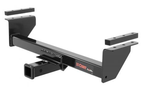 Black Curt trailer hitch receiver, ready to be mounted on a vehicle.