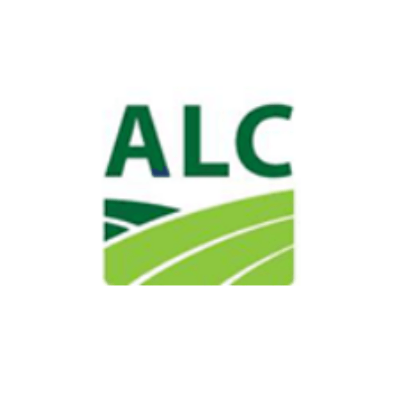 ALC logo with green letters and stylized green rolling hills.