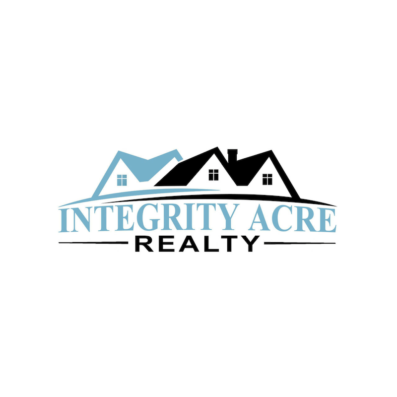 Logo for Integrity Acre Realty featuring two houses and text.