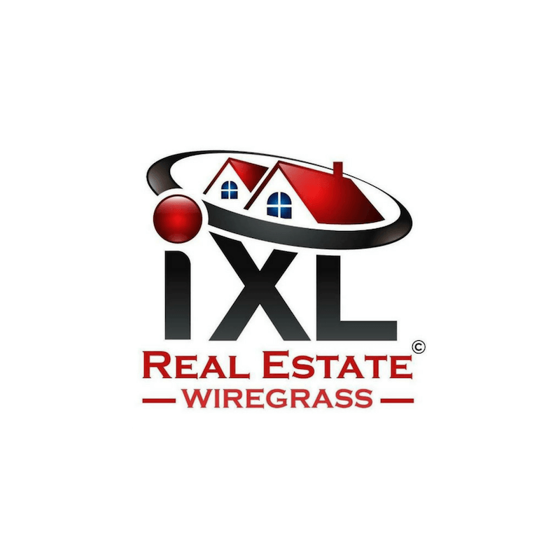IXL Real Estate Wiregrass logo: black letters and house icon in a circle. Red and black colors used.