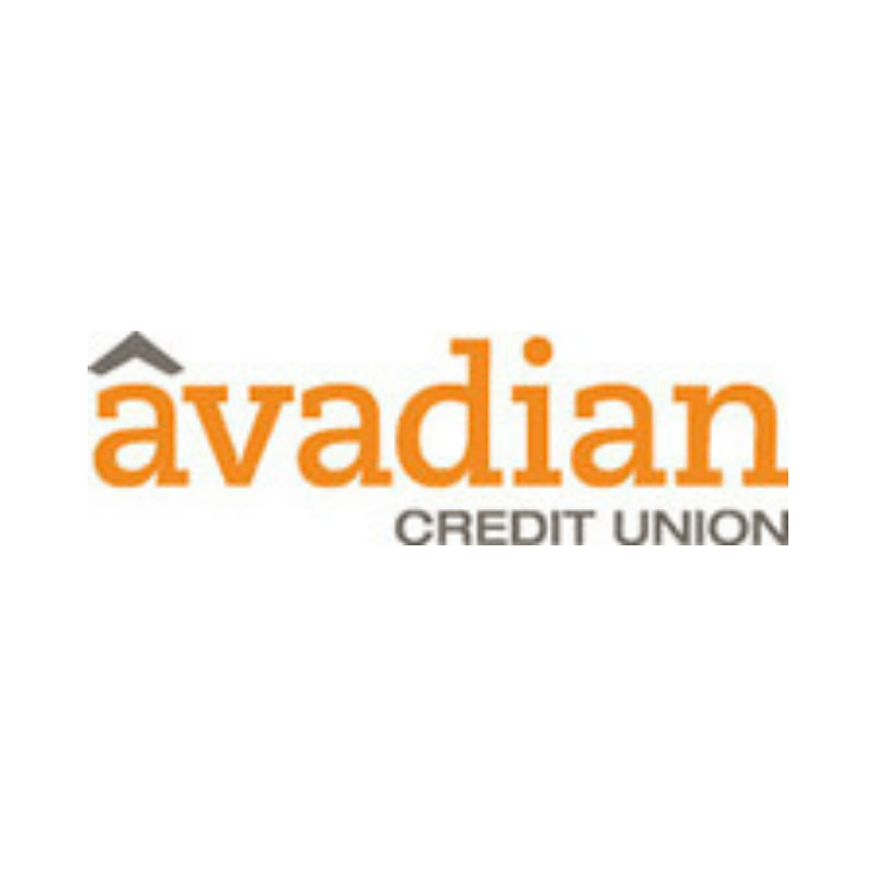 Logo for Avadian Credit Union; orange text with a grey accent above the 