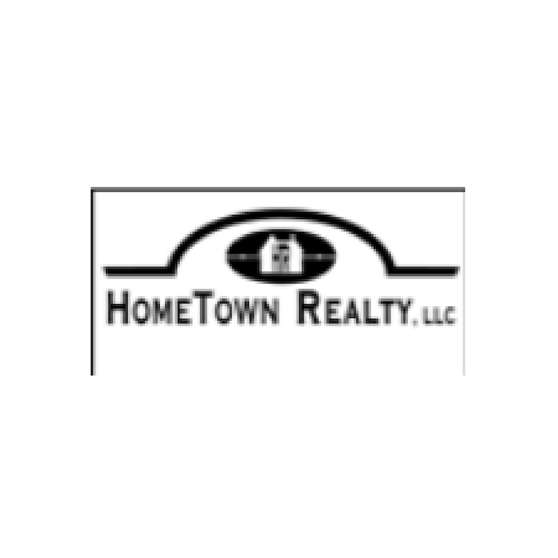 HomeTown Realty LLC logo: Black outline, stylized house within an oval, arched top above text.