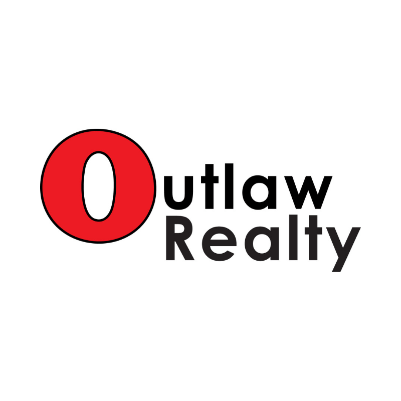 Logo for Outlaw Realty; large red circle containing white letter 