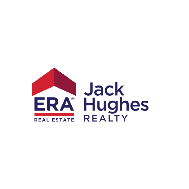 Logo for Jack Hughes Realty: ERA, red and blue house icon, text 