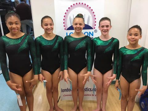 The Sutton School of Gymnastics Level 4 Senior Red team coming 5th overall at the teams competition