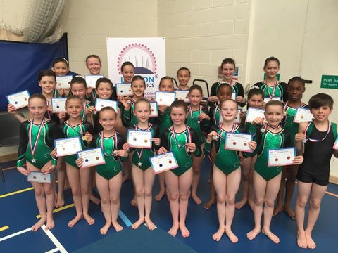 Gymnasts from Sutton School of Gymnastics competing at the London Gymnastics Level 1 and 2 grading