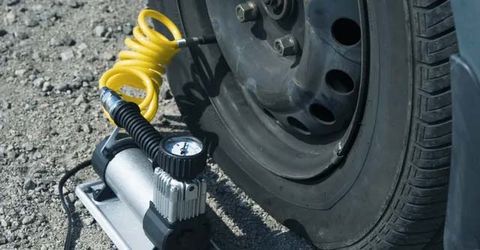 A tyre being inflated
