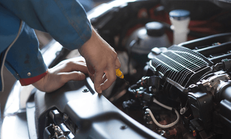 vehicle being serviced and maintained