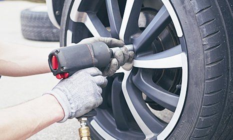 car tyres being replaced