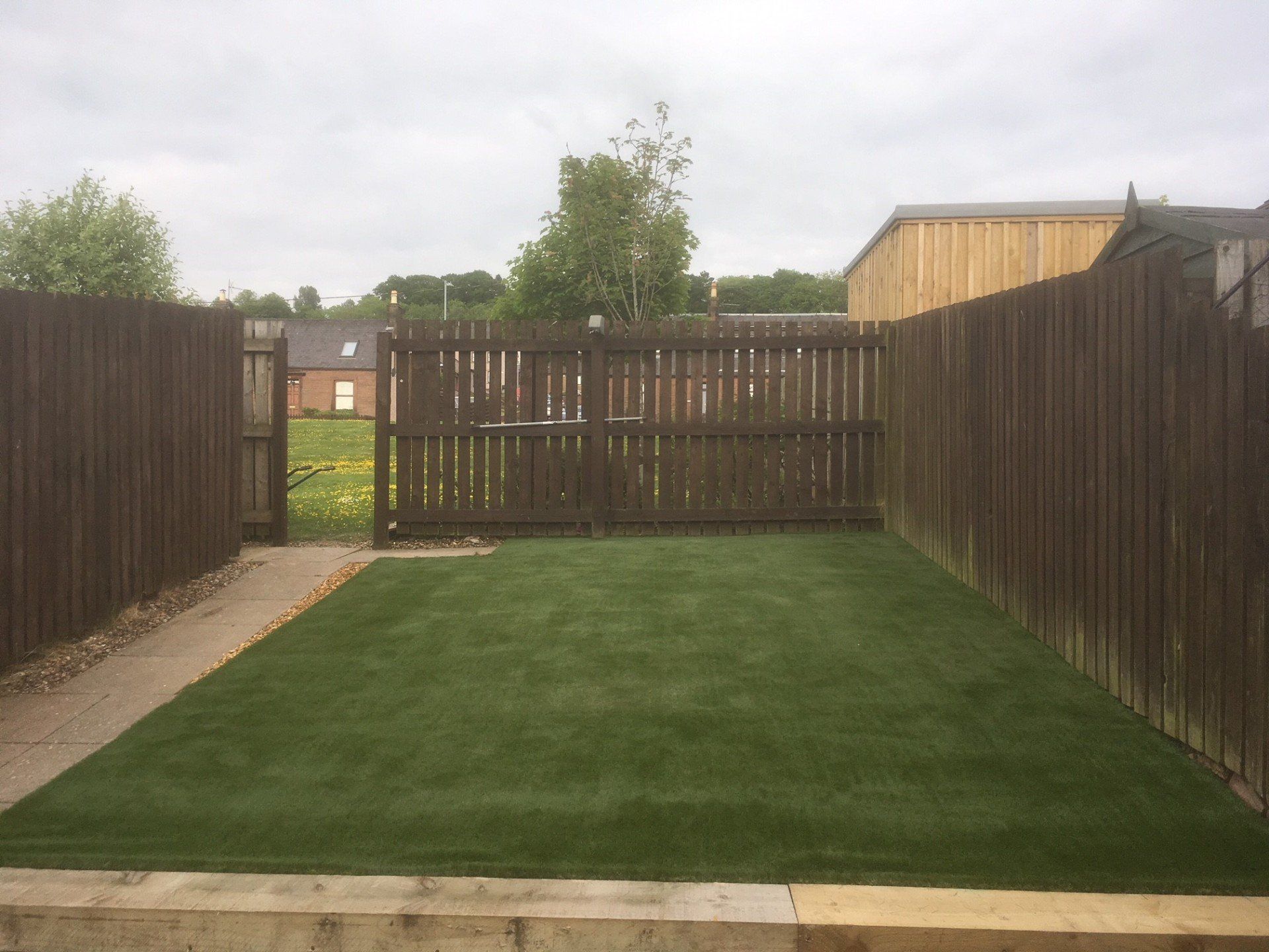 Patio and gravel area in garden