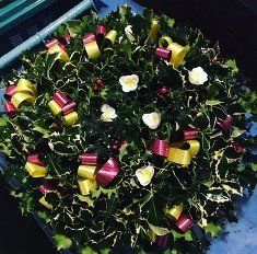 Christmas wreath close up view