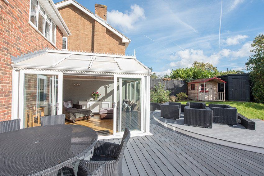 House with patio and furniture