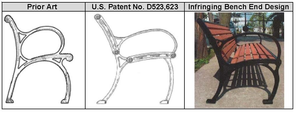 a drawing of a bench and a picture of a bench