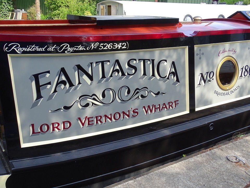 Narrowboat Fantastica with Andy Russell sign writing