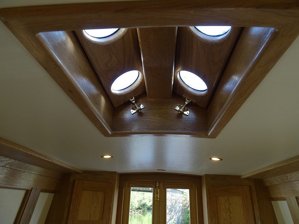 Narrowboat Fantastica interior view ceiling hatches