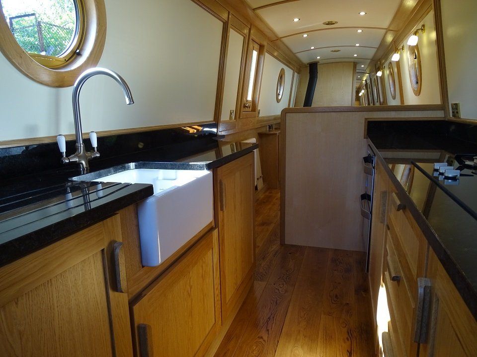 Narrowboat Fantastica galley with integrated appliances