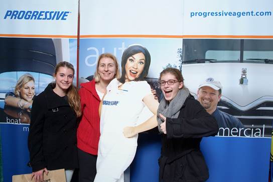 Local Auto Insurance Clients Posing with Progressive Mascot