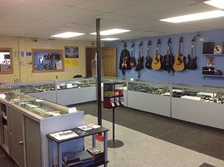cases inside of pawn shop