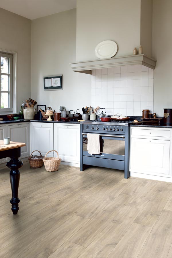 newly designed kitchen with birch timber floor