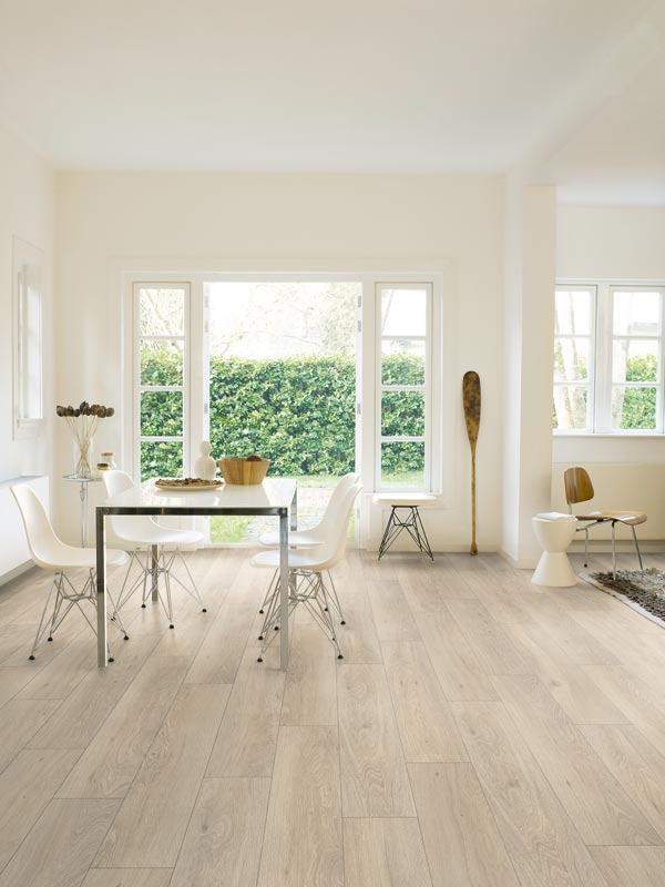 light, white room with new timber floor