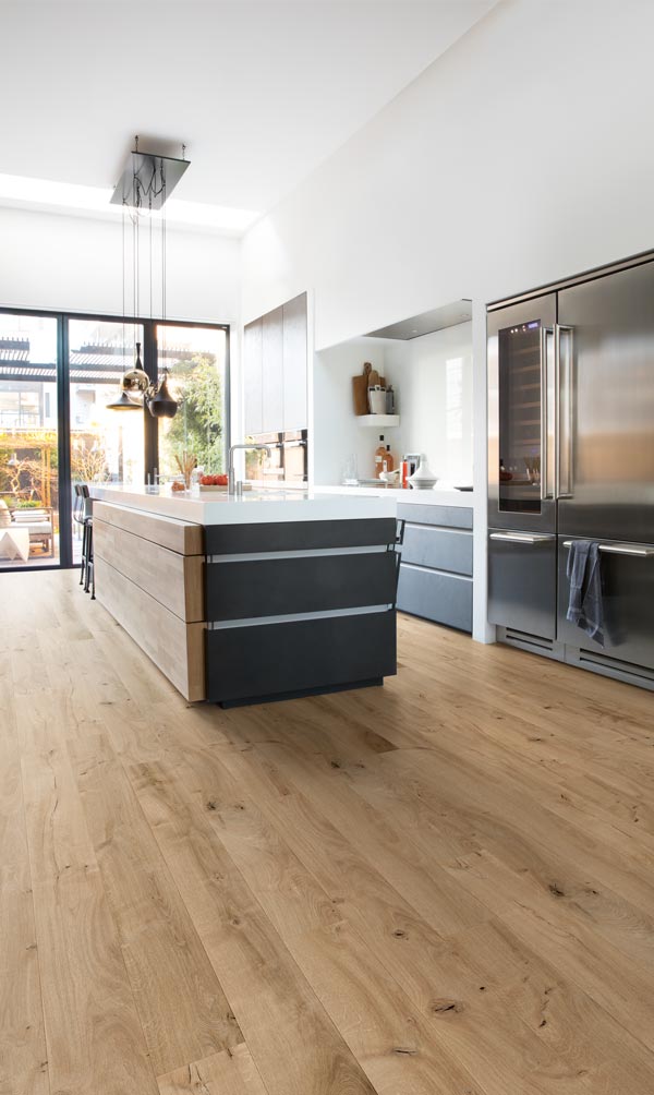kitchen with wood laminate flooring