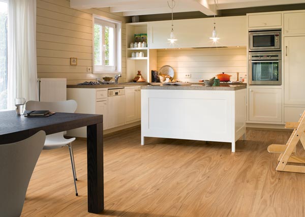 kitchen with new laminate wood floors